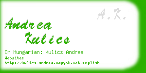 andrea kulics business card